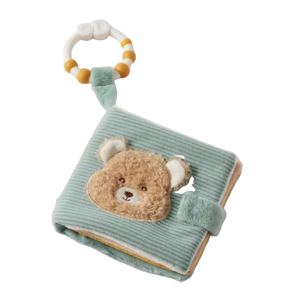 Hugglies Teddy Bear Newborn Baby Activity Fabric Book - Blue Sage Green