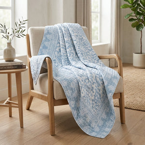 Hampton Blue Coastal York Quilted Cotton Throw Rug