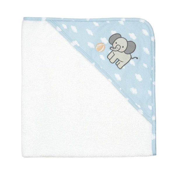 Organic Hooded Baby Towel - Living Textiles Elephant Playtime