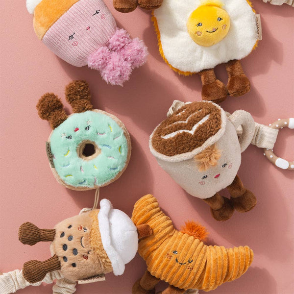 2 Pack Mini Market Brunch Baby Stroller Toys - Coffee & Croissant