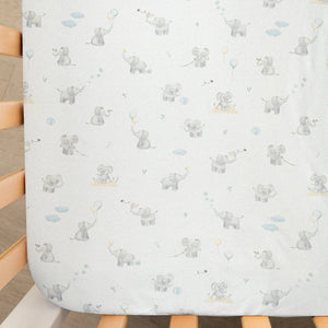 2 Pack Organic Cot Fitted Sheet - Elephant Playtime