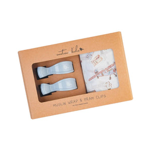 Vintage Transport Muslin Baby Wrap & Pram Clip Set