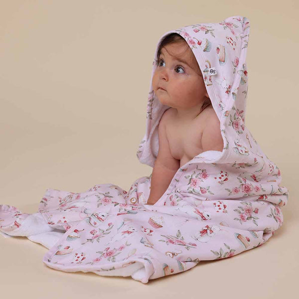 Snuggle Hunny Alice’s Tea Party Organic Hooded Baby Towel