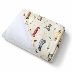 Vintage Cars Snuggle Hunny Organic Hooded Baby Towel