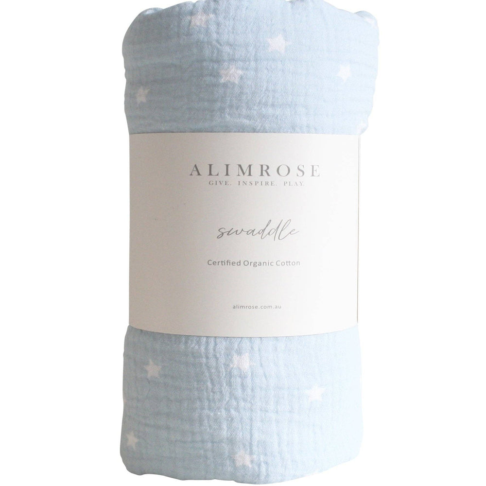 Muslin Swaddle Starry Night - Baby Blue Newborn Wrap