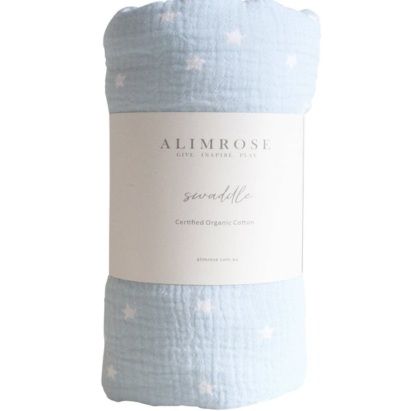 Muslin Swaddle Starry Night - Baby Blue Newborn Wrap