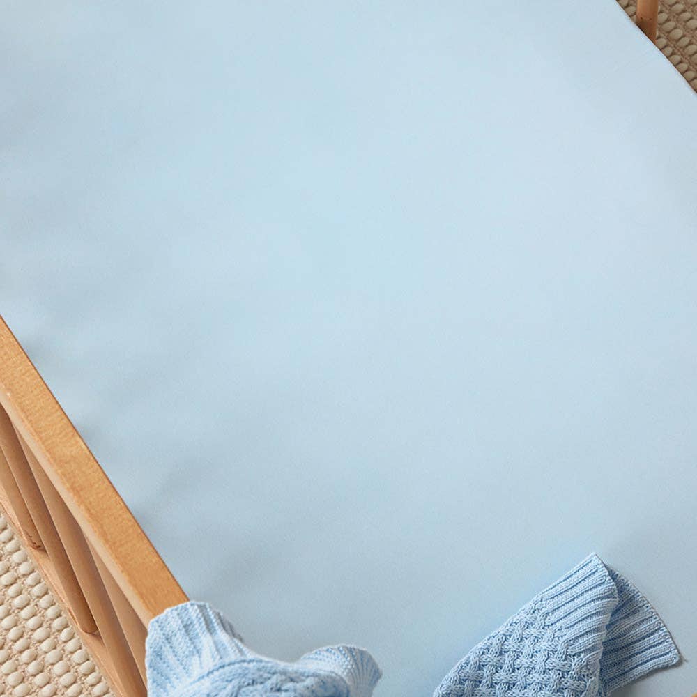 Baby Blue Organic Cotton Fitted Cot Sheet Snuggle Hunny