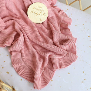 Rosa Ruffle Organic Cotton Knit Baby Blanket Snuggly Hunny