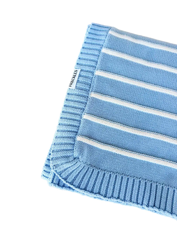 Raised Stripe Cotton Knit Baby Blanket | Arctic