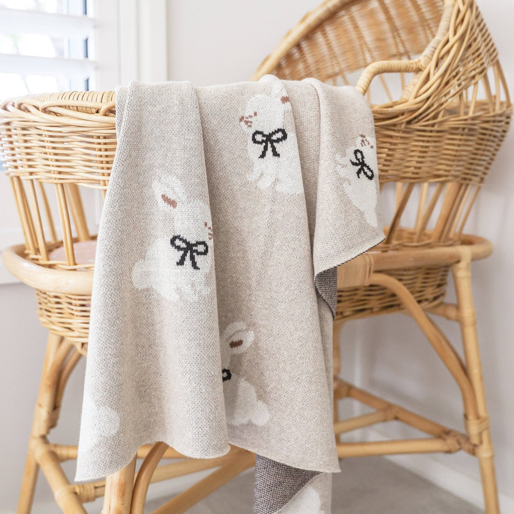 Baby Bunny Blanket Alimrose Cotton Knit - Natural