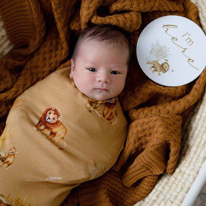 Roar Baby Snuggle Hunny Lion Jersey Newborn Baby Wrap & Beanie Set