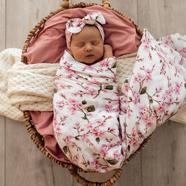 Snuggle Hunny Cherry Blossom Organic Cotton Muslin Baby Wrap