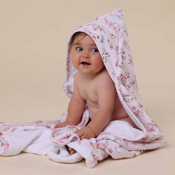 Snuggle Hunny Alice’s Tea Party Organic Hooded Baby Towel