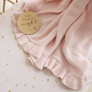 Snuggle Hunny Blush Pink Ruffle Knit Organic Baby Blanket