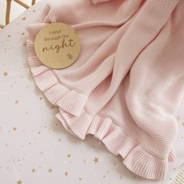 Snuggle Hunny Blush Pink Ruffle Knit Organic Baby Blanket