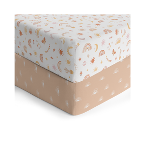 2 Pack Organic Cot Fitted Sheet - Bohemian Bliss