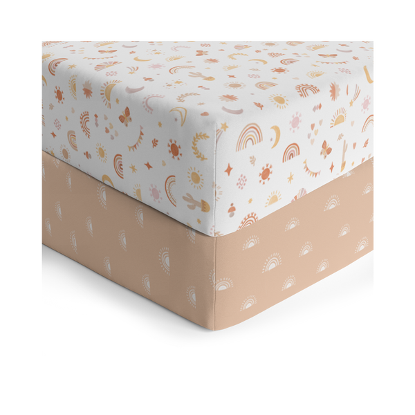 2 Pack Organic Cot Fitted Sheet - Bohemian Bliss