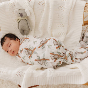 Koala Muslin Wrap & Grey / White Pram Clips Set
