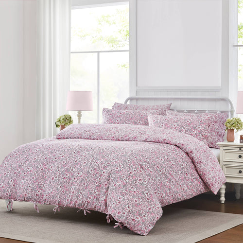Laura Ashley Libby Pink 100 % Cotton Floral Quilt Cover Set