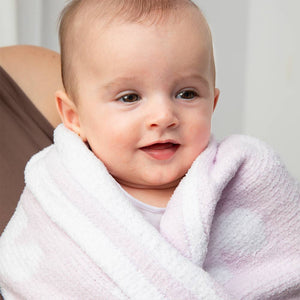 Chenille Baby Blanket - Purple Flowers