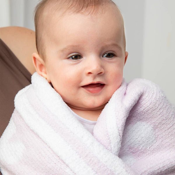 Chenille Baby Blanket - Purple Flowers