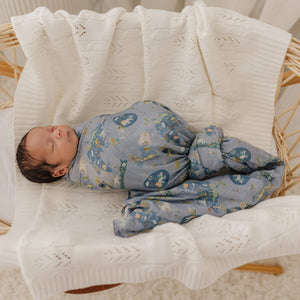 Dinosaurs of World Muslin Wrap & Navy Blue Pram Clip Baby Gift Set