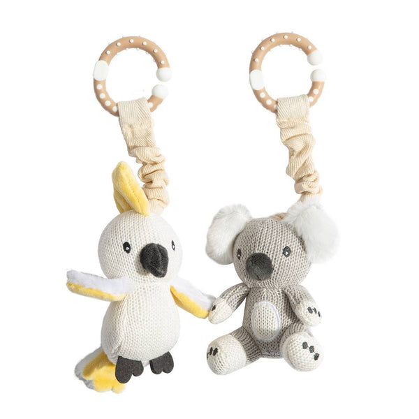 2pk Stroller Pram Baby Toys - Koala & Cockatoo