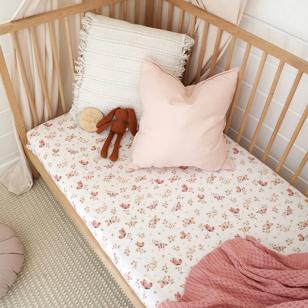 Butterfly Organic Cotton Snuggle Hunny Fitted Cot Sheet