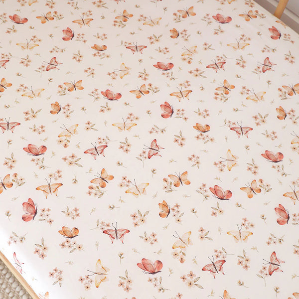 Butterfly Organic Cotton Snuggle Hunny Fitted Cot Sheet