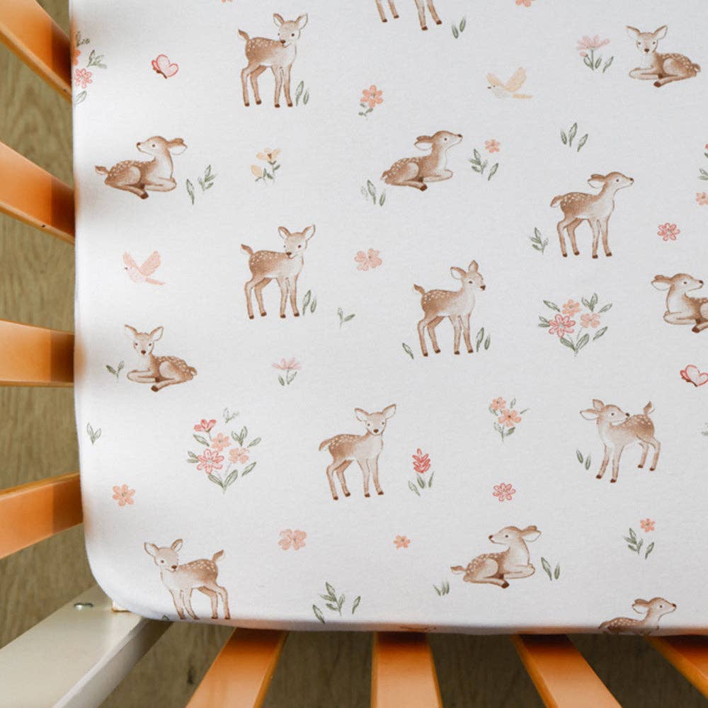 2 Pack Organic Cot Fitted Sheet - Living Textiles Fawn Fables