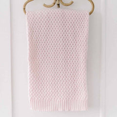 Blush Pink Diamond Knit Organic Cotton Baby Blanket Snuggle Hunny