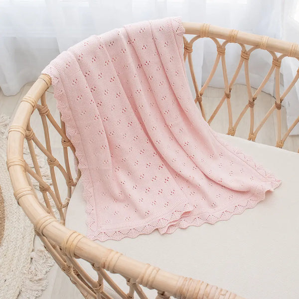 Pink Bamboo Cotton Heirloom Baby Blanket