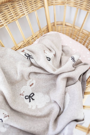 Baby Bunny Blanket Alimrose Cotton Knit - Natural