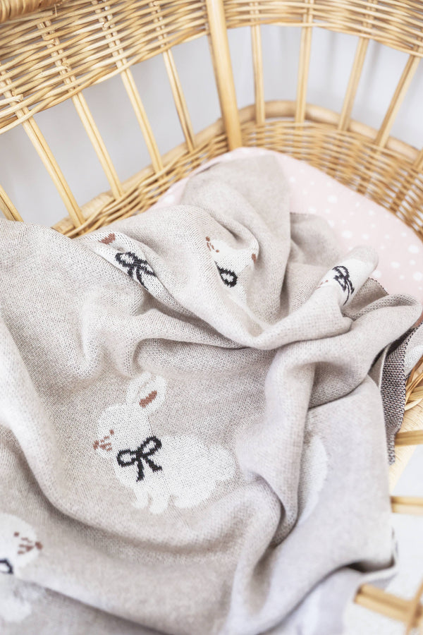 Baby Bunny Blanket Alimrose Cotton Knit - Natural