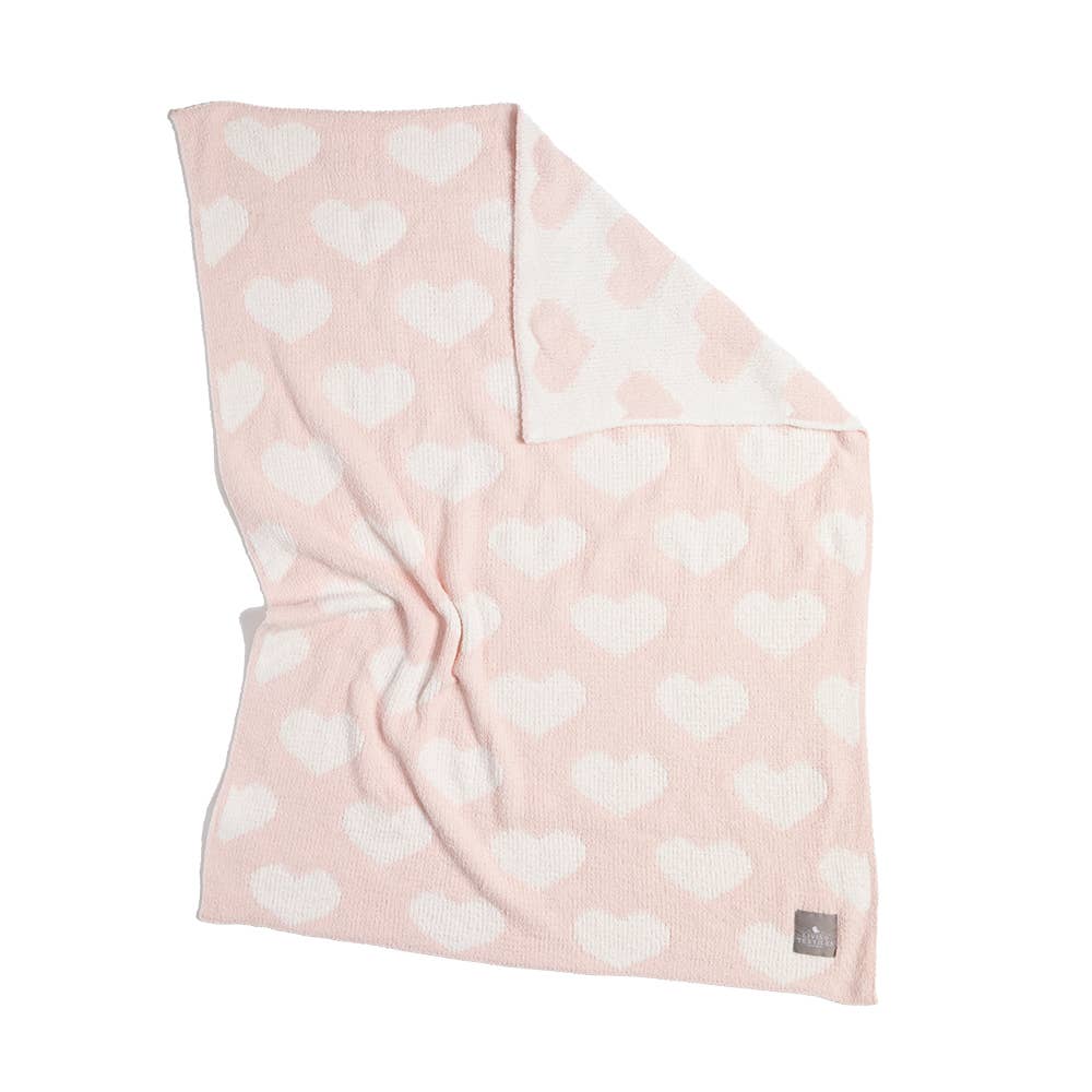 Chenille Baby Blanket - Pink Hearts