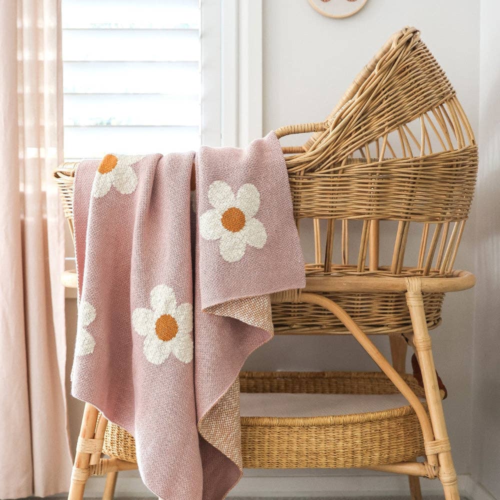 Daisy Days Baby Girl Pink Nursery Pram Blanket