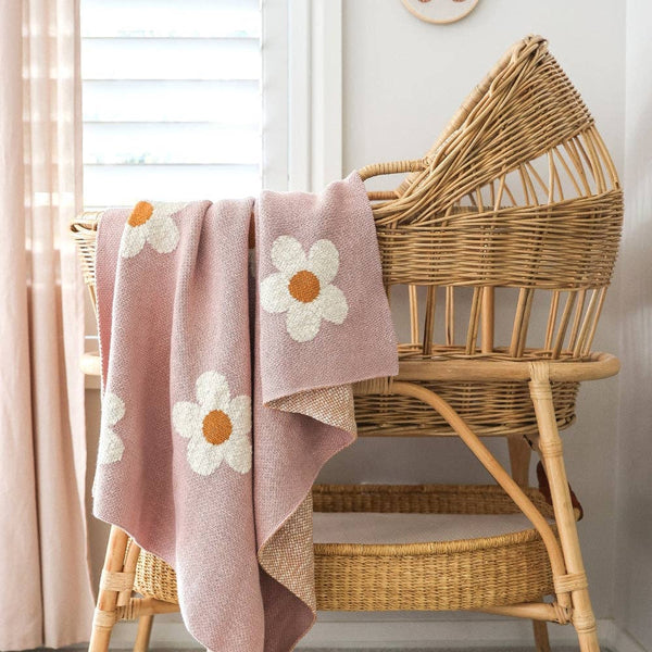 Daisy Days Baby Girl Pink Nursery Pram Blanket