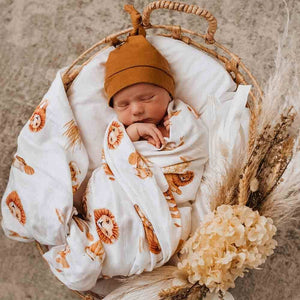 Snuggle Hunny Lion Organic Muslin Newborn Baby Wrap