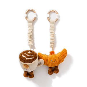 2 Pack Mini Market Brunch Baby Stroller Toys - Coffee & Croissant