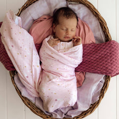 Snuggle Hunny Pink Twinkle Stars Organic Muslin Baby Wrap