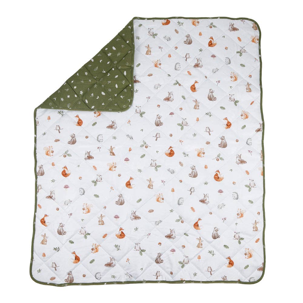 Reversible Quilted Cot Quilt Comforter - Living Textiles Fox & Friends