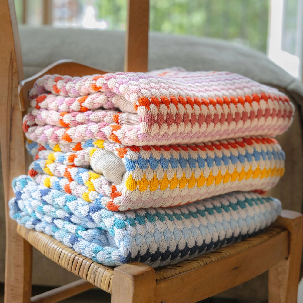 Confetti Stripe Premium Cotton Baby Blanket - Pink, Carnival & Blue