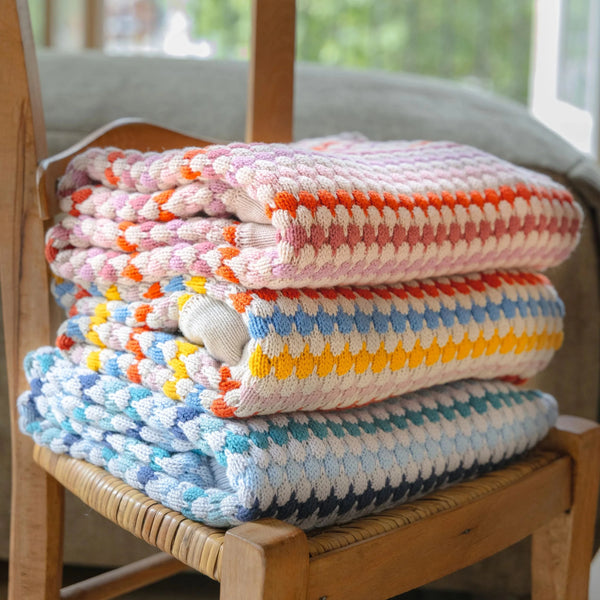 Confetti Stripe Premium Cotton Baby Blanket - Pink, Carnival & Blue