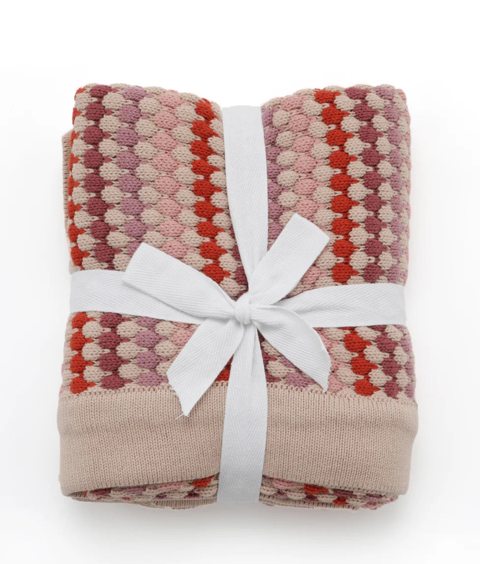 Confetti Stripe Premium Cotton Baby Blanket - Pink, Carnival & Blue