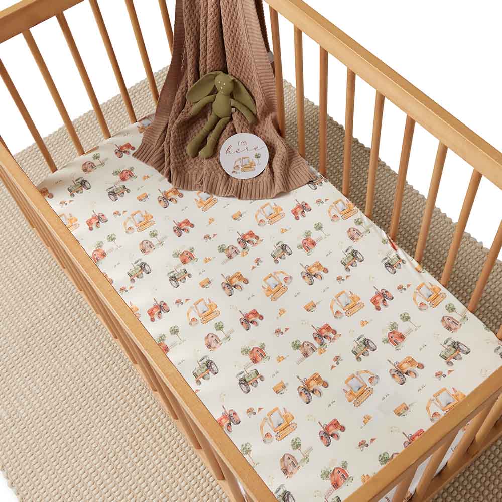 Diggers & Tractors Organic Cotton Fitted Cot Sheet