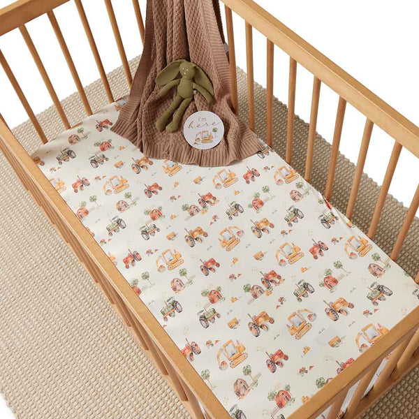 Diggers & Tractors Organic Cotton Fitted Cot Sheet