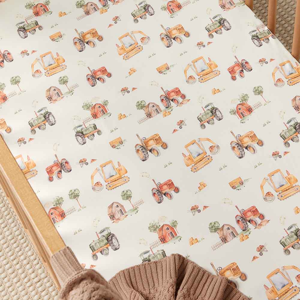 Diggers & Tractors Organic Cotton Fitted Cot Sheet