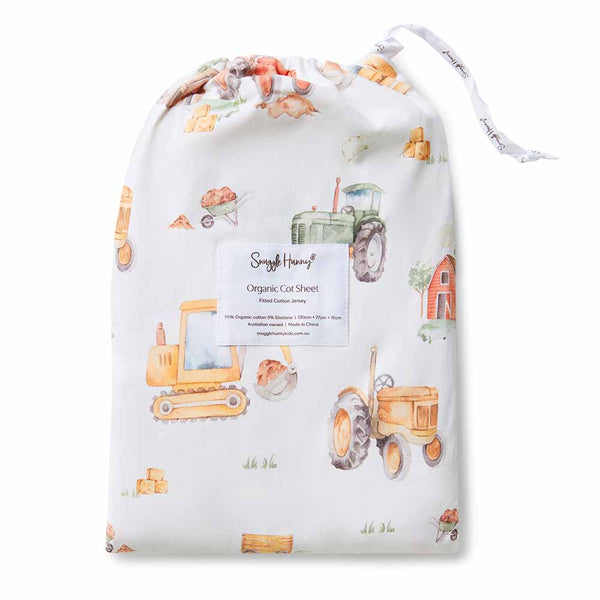 Diggers & Tractors Organic Cotton Fitted Cot Sheet