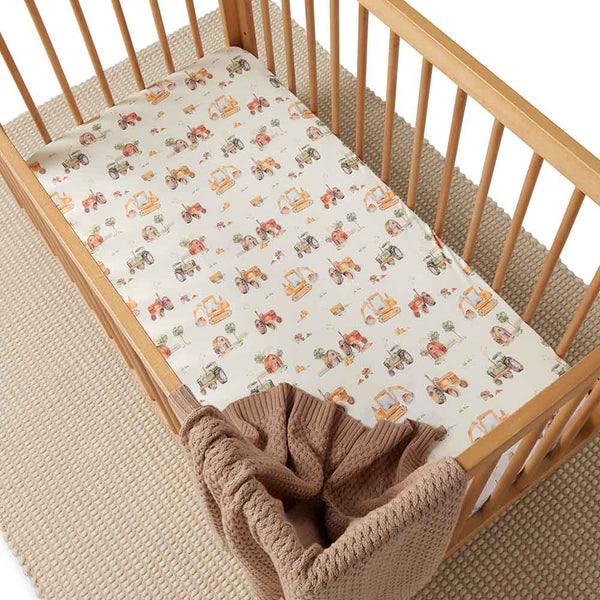 Diggers & Tractors Organic Cotton Fitted Cot Sheet