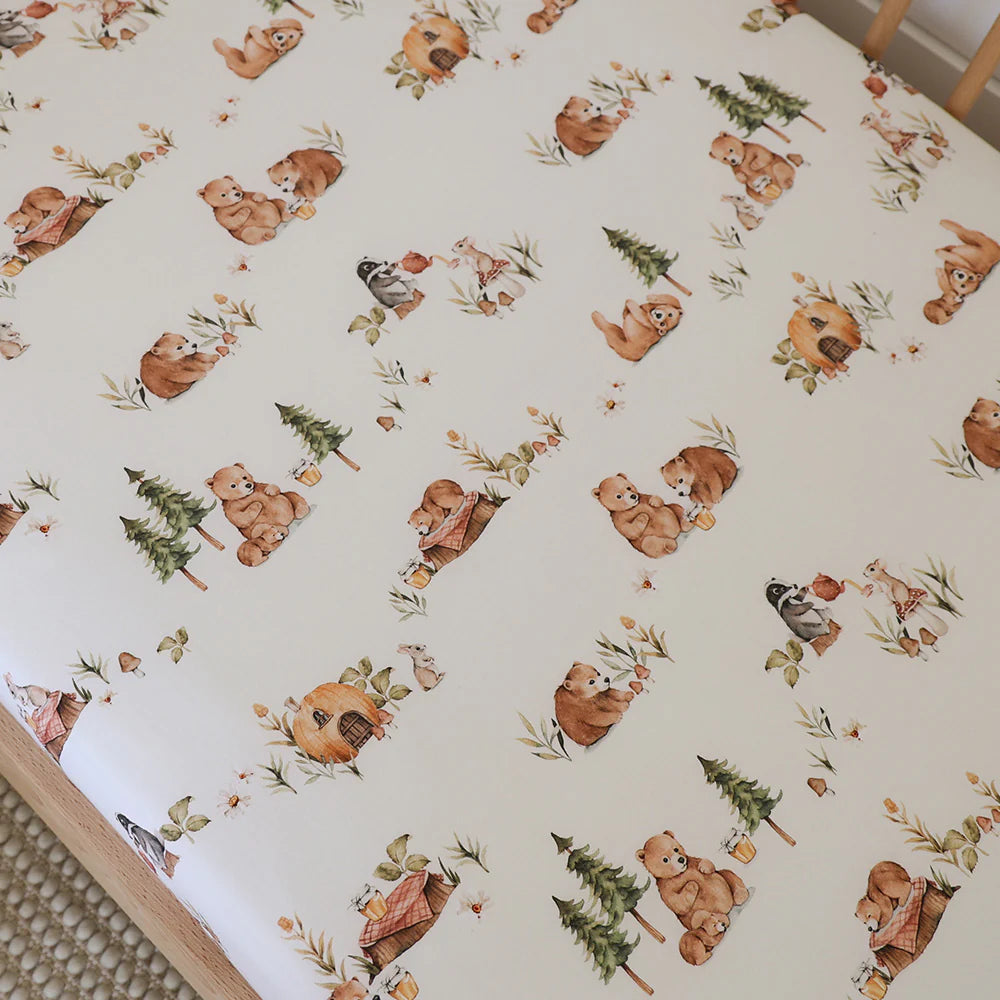 Bears Organic Cotton Snuggle Hunny Nursery Fitted Cot Sheet